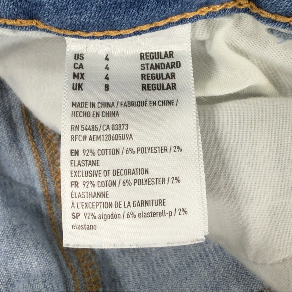 American Eagle High Rise Jeggings Super Stretch Destroyed‎ Medium Wash Size 4R - Picture 11 of 12